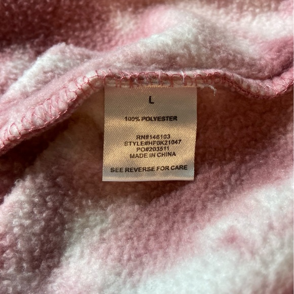 Hippie Rose Pink White Tie-Dye Fleece Cropped Sweatshirt Sweater L Quarter Zip - Picture 10 of 10